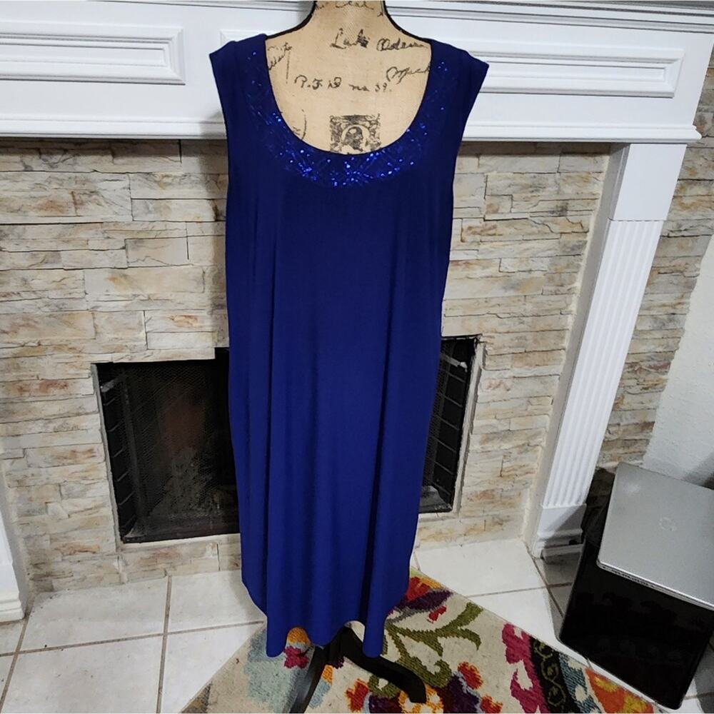 Dress barn‎ royal purple sparkly tank sheath dress plus size 1X